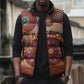 Africa Tribal Traditional Pattern Sleeveless Puffer Jacket Beige Motif
