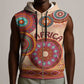 Afro Tribal Traditional Pattern Sleeveless Zip Hoodie Beige Motif - African Pride