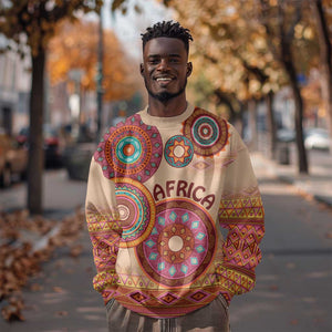 Afro Tribal Traditional Pattern Sweatshirt Beige Motif