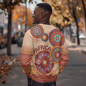 Afro Tribal Traditional Pattern Sweatshirt Beige Motif