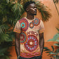 Afro Tribal Traditional Pattern T shirt Beige Motif