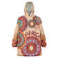 Afro Tribal Traditional Pattern Wearable Blanket Hoodie Beige Motif