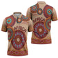 Africa Tribal Traditional Pattern Zipper Polo Shirt Beige Motif