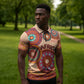Africa Tribal Traditional Pattern Zipper Polo Shirt Beige Motif