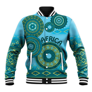Afro Tribal Traditional Pattern Baseball Jacket Blue Motif LT9
