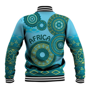 Afro Tribal Traditional Pattern Baseball Jacket Blue Motif LT9