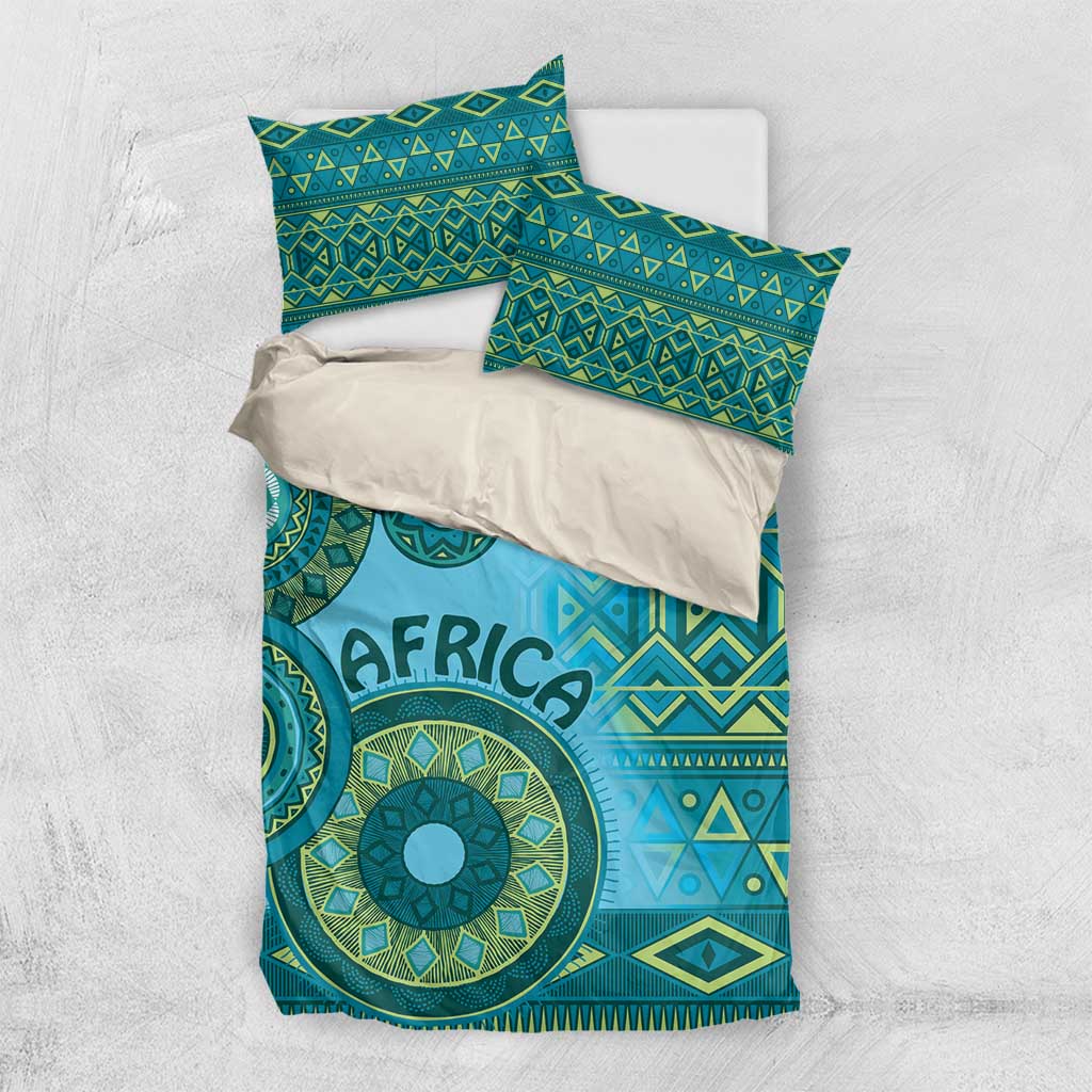 Afro Tribal Traditional Pattern Bedding Set Blue Motif