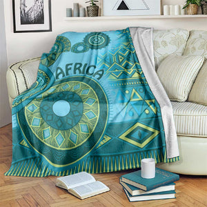 Afro Tribal Traditional Pattern Blanket Blue Motif