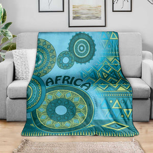 Afro Tribal Traditional Pattern Blanket Blue Motif