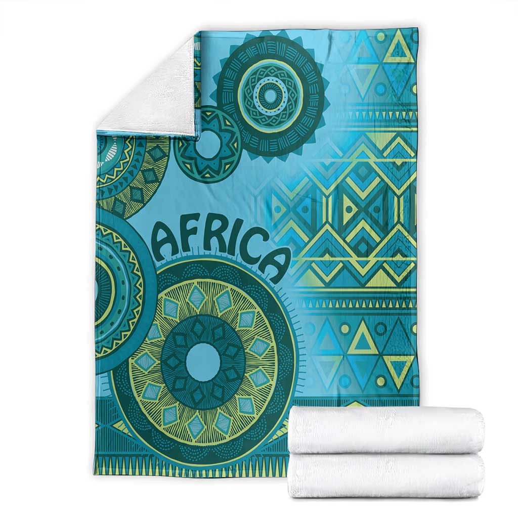 Afro Tribal Traditional Pattern Blanket Blue Motif