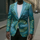 Africa Tribal Traditional Pattern Blazer Blue Motif