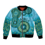 Afro Tribal Traditional Pattern Bomber Jacket Blue Motif