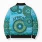 Africa Tribal Traditional Pattern Bomber Puffer Jacket Blue Motif