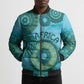 Africa Tribal Traditional Pattern Bomber Puffer Jacket Blue Motif