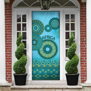 Africa Tribal Traditional Pattern Door Cover Blue Motif