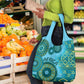 Afro Tribal Traditional Pattern Grocery Bag Blue Motif