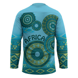 Africa Tribal Traditional Pattern Hockey Jersey Blue Motif