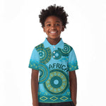 Afro Tribal Traditional Pattern Kid Polo Shirt Blue Motif