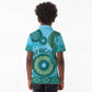Afro Tribal Traditional Pattern Kid Polo Shirt Blue Motif