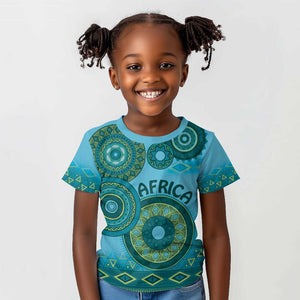 Afro Tribal Traditional Pattern Kid T shirt Blue Motif