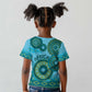 Afro Tribal Traditional Pattern Kid T shirt Blue Motif