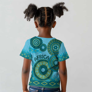 Afro Tribal Traditional Pattern Kid T shirt Blue Motif