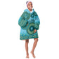 Afro Tribal Traditional Pattern KId Wearable Blanket Hoodie Blue Motif