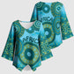 Africa Tribal Traditional Pattern Kimono Sleeve Blouse Blue Motif