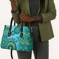 Africa Tribal Traditional Pattern Leather Bag Blue Motif