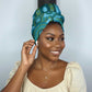 Africa Tribal Traditional Pattern Simple Headwrap Blue Motif