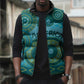 Africa Tribal Traditional Pattern Sleeveless Puffer Jacket Blue Motif