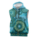 Afro Tribal Traditional Pattern Sleeveless Zip Hoodie Blue Motif - African Pride