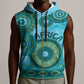 Afro Tribal Traditional Pattern Sleeveless Zip Hoodie Blue Motif - African Pride