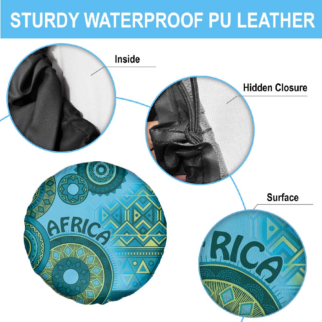 Afro Tribal Traditional Pattern Spare Tire Cover Blue Motif