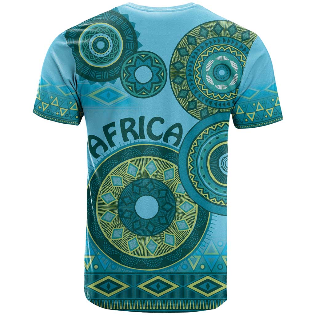 Afro Tribal Traditional Pattern T shirt Blue Motif