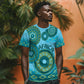 Afro Tribal Traditional Pattern T shirt Blue Motif