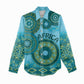 Afro Tribal Traditional Pattern Women Casual Shirt Blue Motif LT9