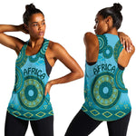 Afro Tribal Traditional Pattern Women Racerback Tank Blue Motif