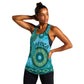 Afro Tribal Traditional Pattern Women Racerback Tank Blue Motif