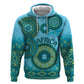 Afro Tribal Traditional Pattern Zip Hoodie Blue Motif