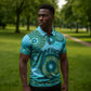 Africa Tribal Traditional Pattern Zipper Polo Shirt Blue Motif
