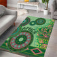 Afro Tribal Traditional Pattern Area Rug Green Motif