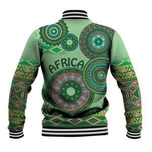 Afro Tribal Traditional Pattern Baseball Jacket Green Motif LT9