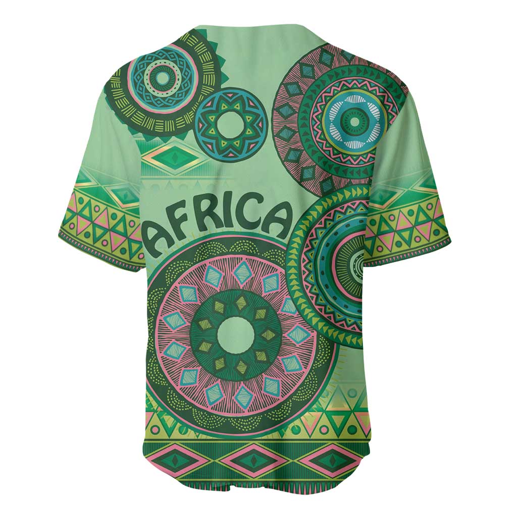 Afro Tribal Traditional Pattern Baseball Jersey Green Motif