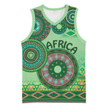 Afro Tribal Traditional Pattern Basketball Jersey Green Motif - African Pride