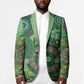 Africa Tribal Traditional Pattern Blazer Green Motif