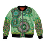Afro Tribal Traditional Pattern Bomber Jacket Green Motif