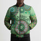Africa Tribal Traditional Pattern Bomber Puffer Jacket Green Motif