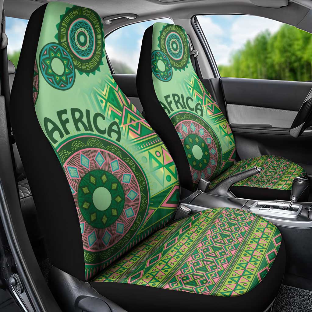 Afro Tribal Traditional Pattern Car Seat Cover Green Motif