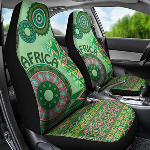 Afro Tribal Traditional Pattern Car Seat Cover Green Motif